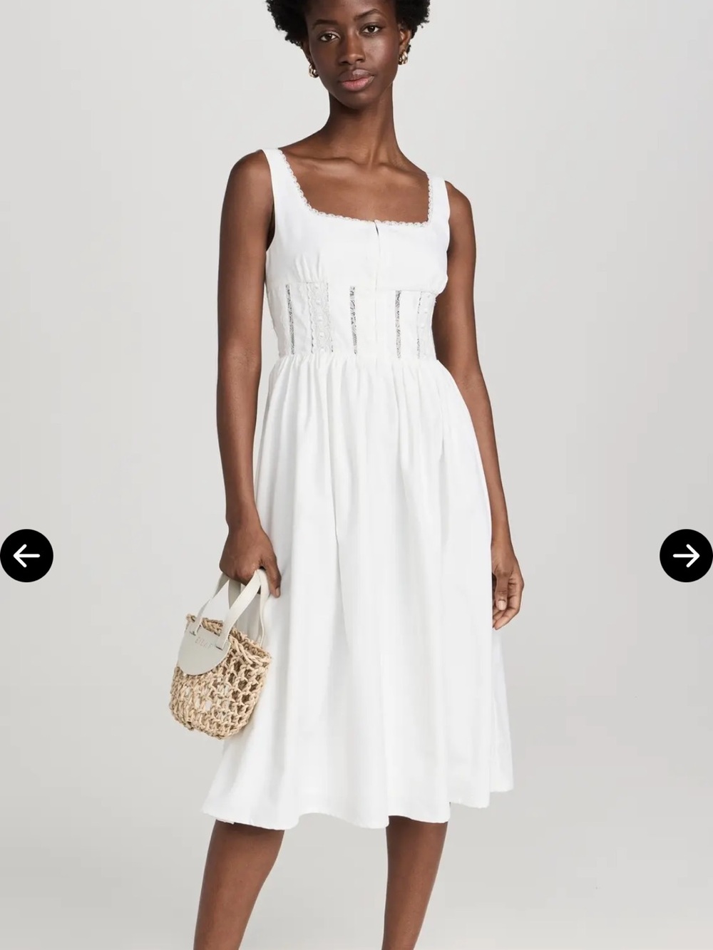 O.P.T. Med Women’s White Square-Neck Midi Dress